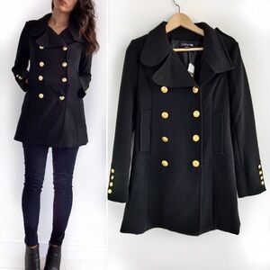 {Forever21} Black Military Pea Coat